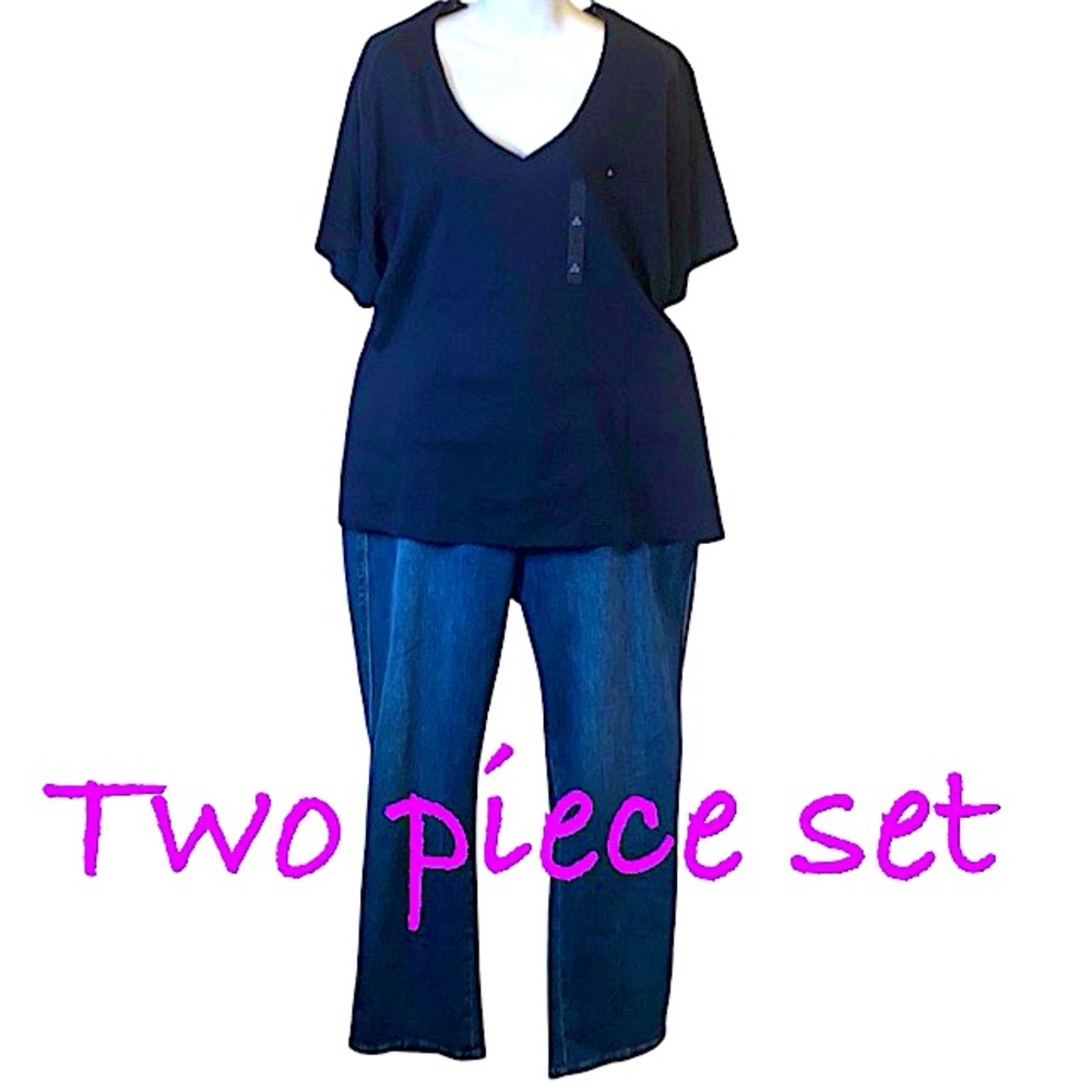 Plus size - Two piece coordinating jeans and tee outfit
